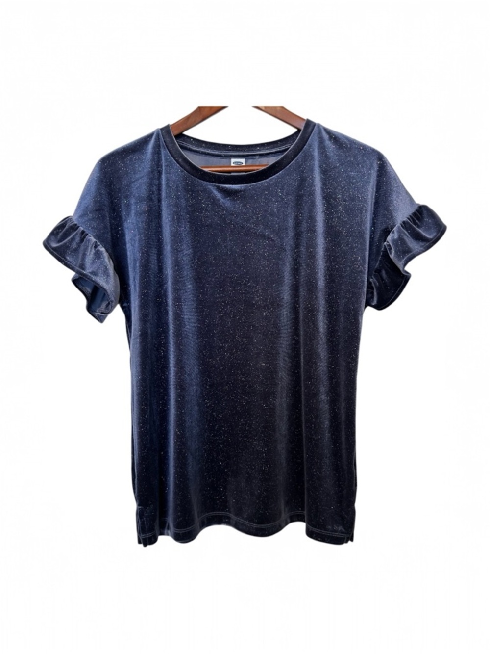Old Navy Velvet Sparkle Ruffle Sleeve Top Navy Women’s Small